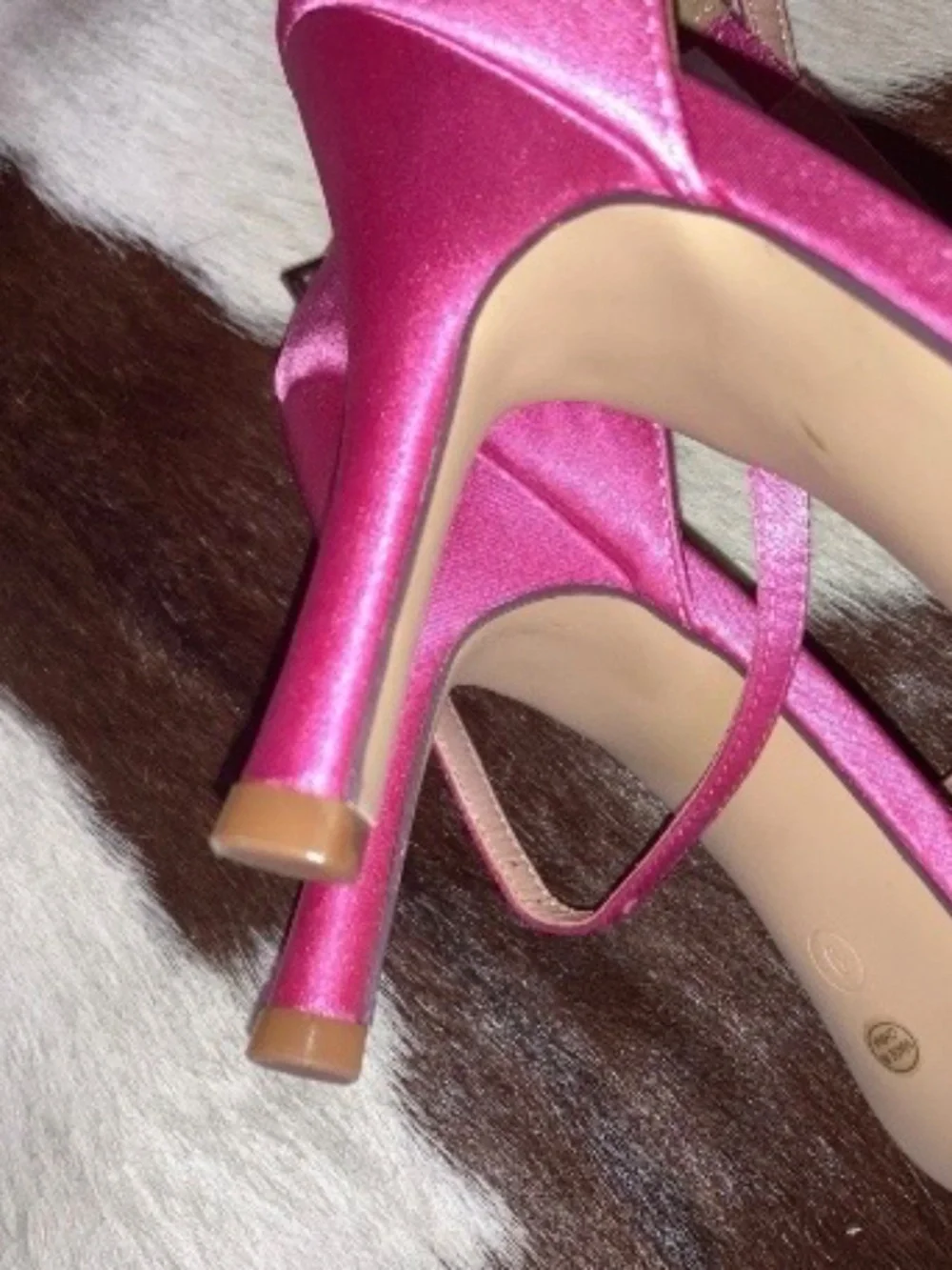 Elegantpark Women's Pink Polyester Open Toe Ankle Strap Stiletto Sandals 9